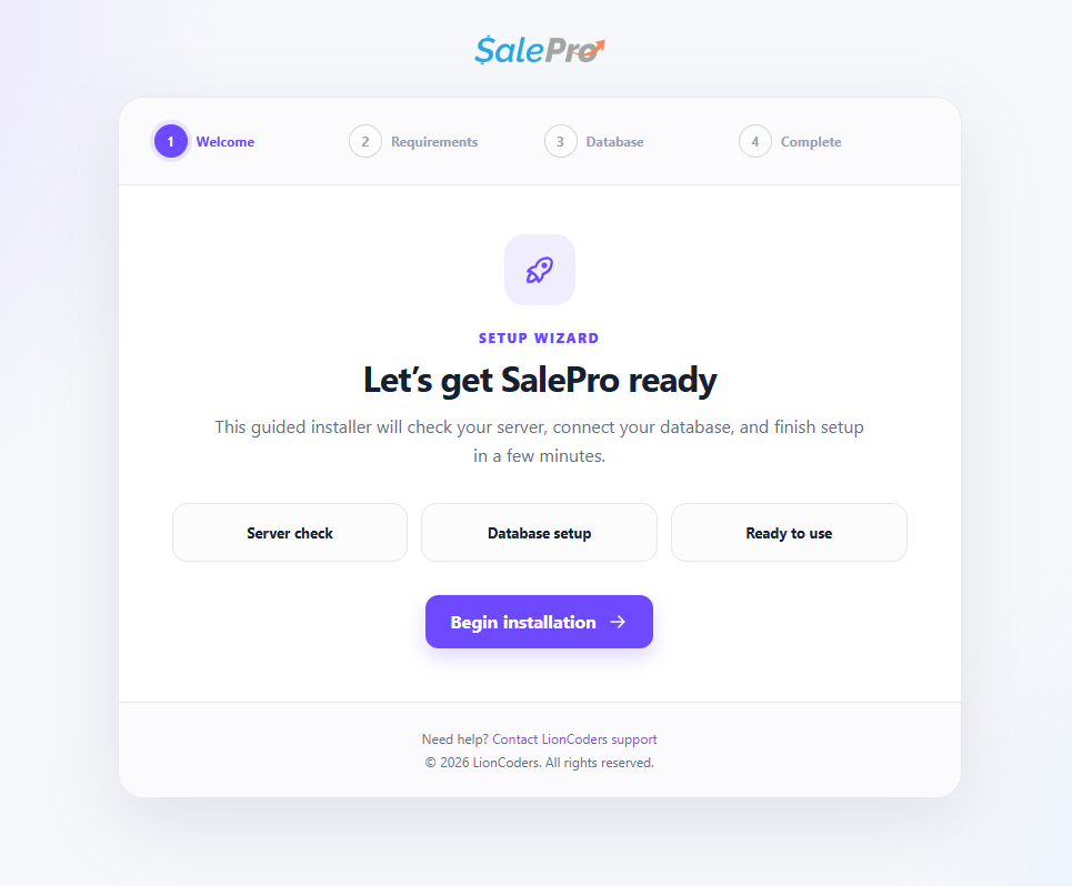 SalePro interface screenshot