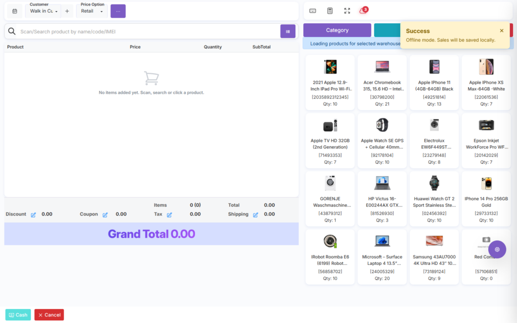 SalePro interface screenshot