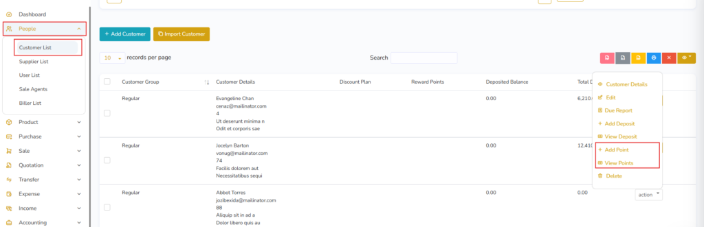 SalePro interface screenshot