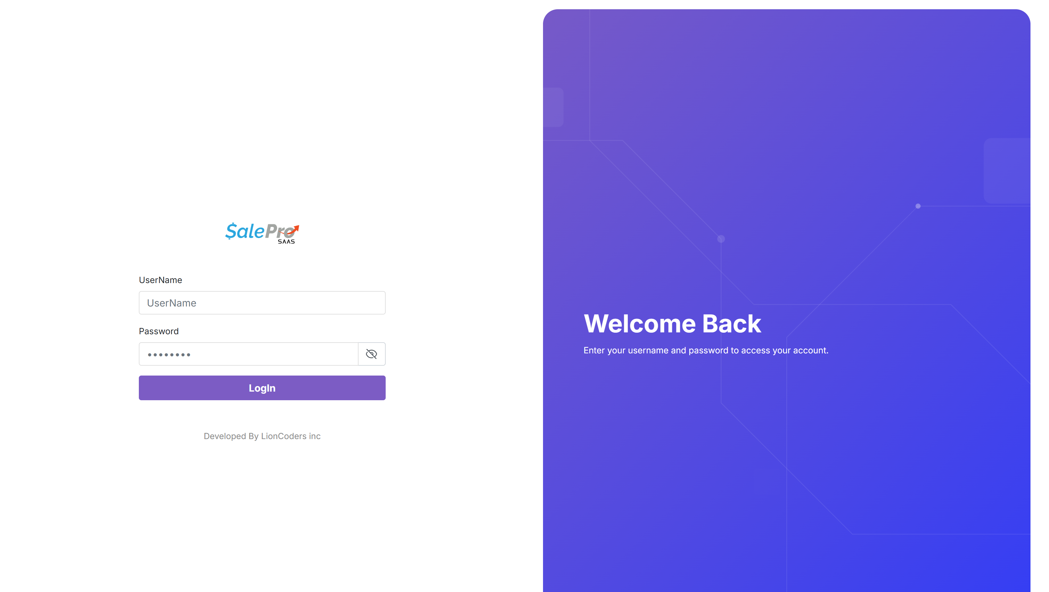SalePro SaaS Super Admin login screen