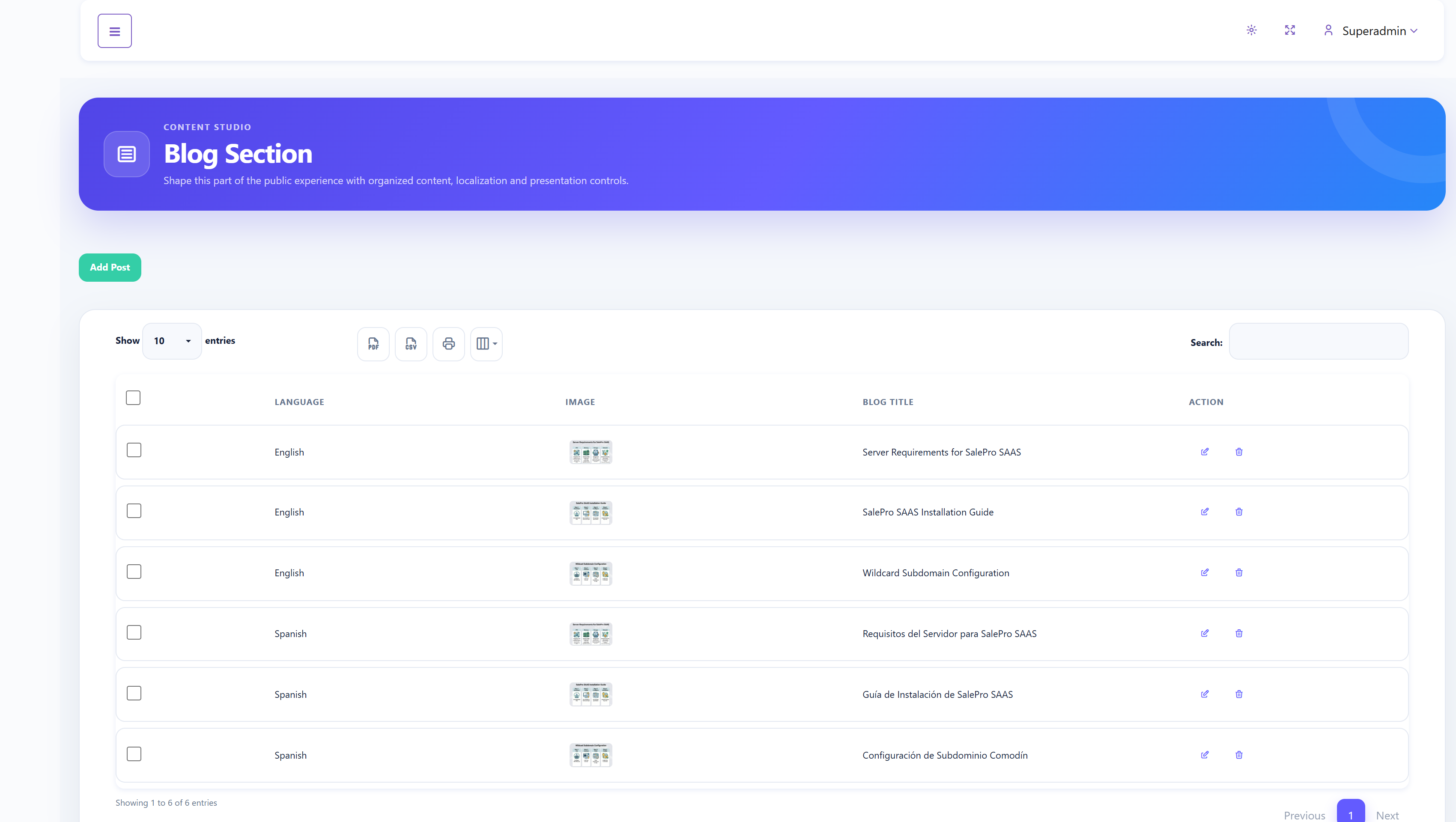 SalePro SaaS CMS Blog Section list