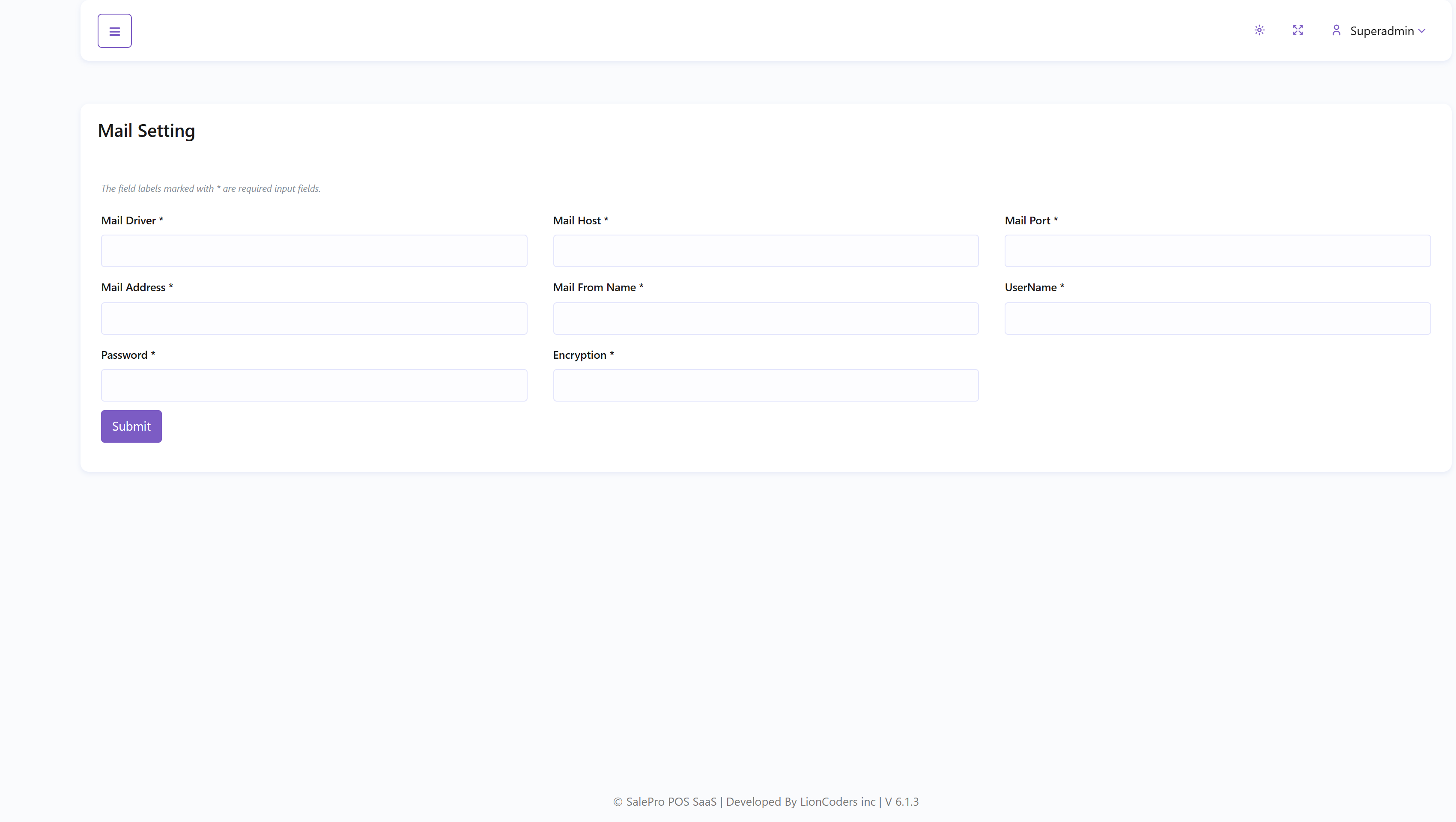SalePro SaaS outbound mail settings