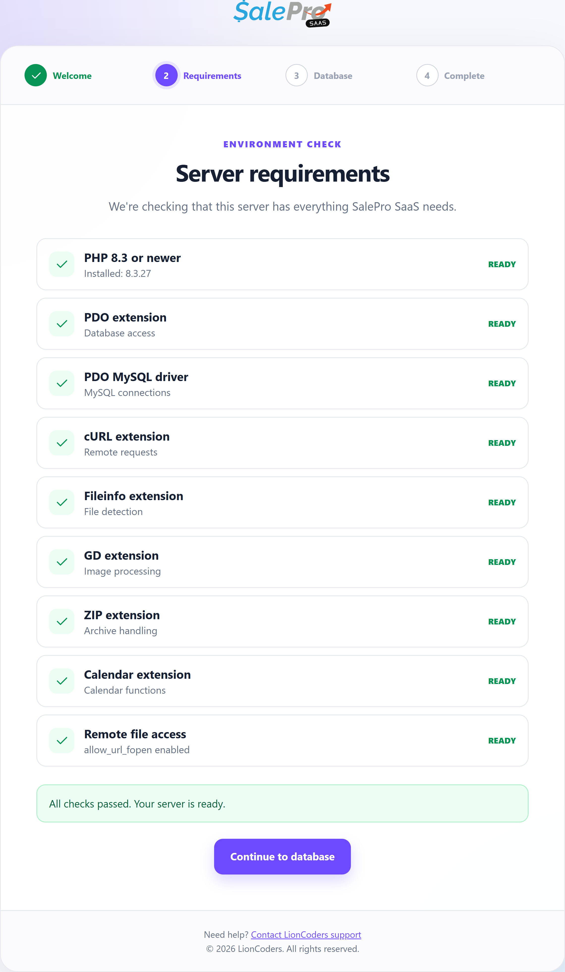 Current installer server requirement checks
