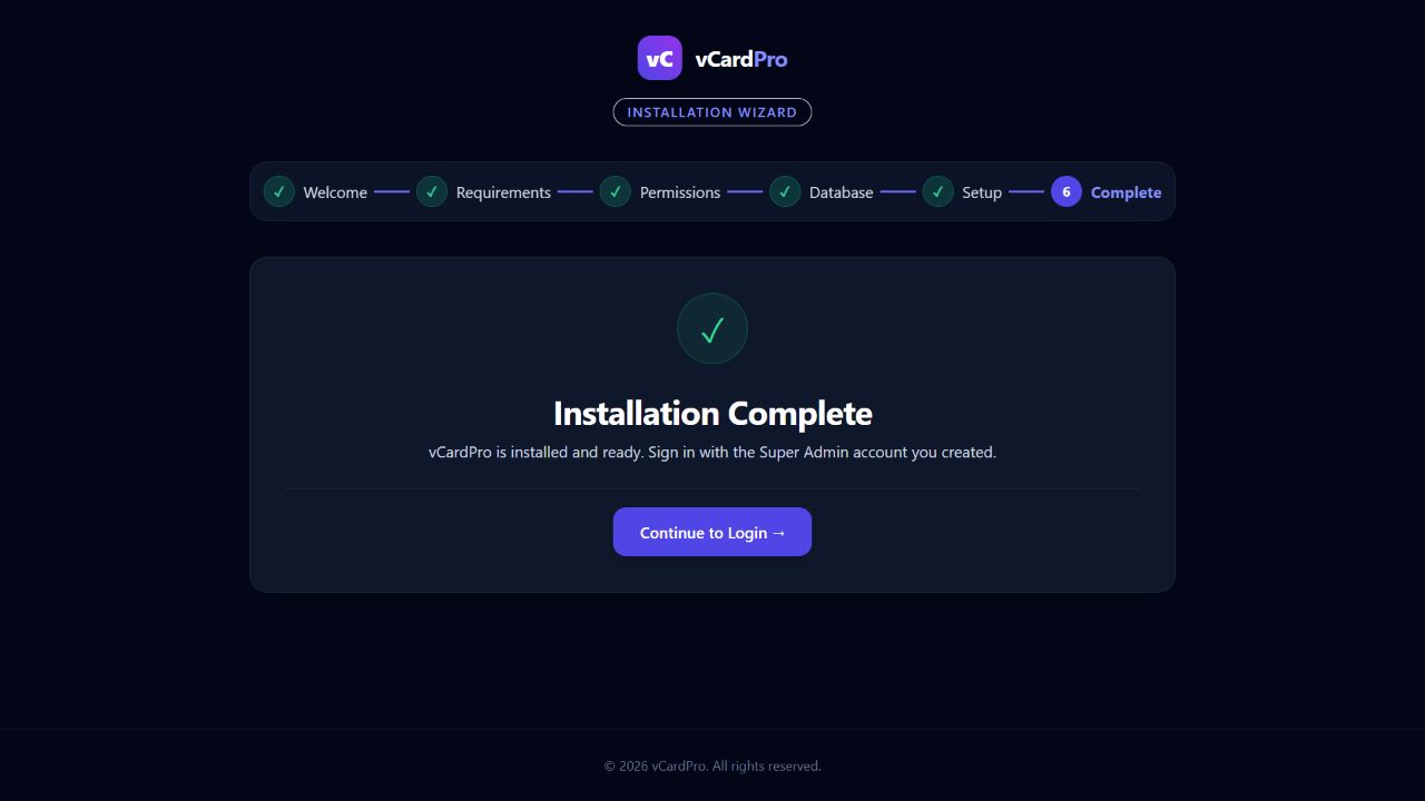 Preview of the completion screen displayed after the installer finishes successfully.
